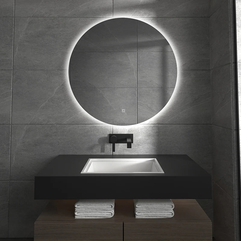 70cm Adjustable Color Temperature Modern Illuminated Bathroom Mirror LED Moisture Proof Smart Mirror for Hotel Home Graphic