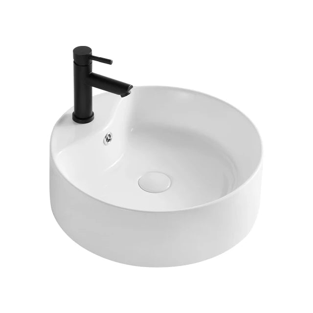 Cheap Modern Ceramic Hotel Single Hole Top Mount White Rounded Small Countertop Sink