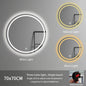 70cm Adjustable Color Temperature Modern Illuminated Bathroom Mirror LED Moisture Proof Smart Mirror for Hotel Home Graphic