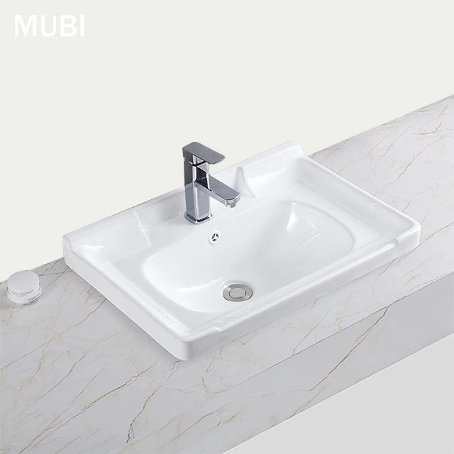 Modern Solid Surface Washbasin Bathroom Cabinet Vanity Basin Ceramic Table Top Lavatory Sink for Hotel Apartment Use 2-Year