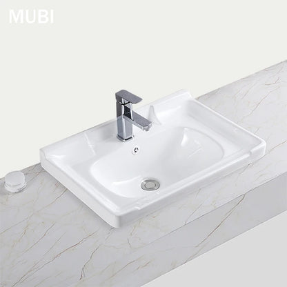 Modern Solid Surface Washbasin Bathroom Cabinet Vanity Basin Ceramic Table Top Lavatory Sink for Hotel Apartment Use 2-Year
