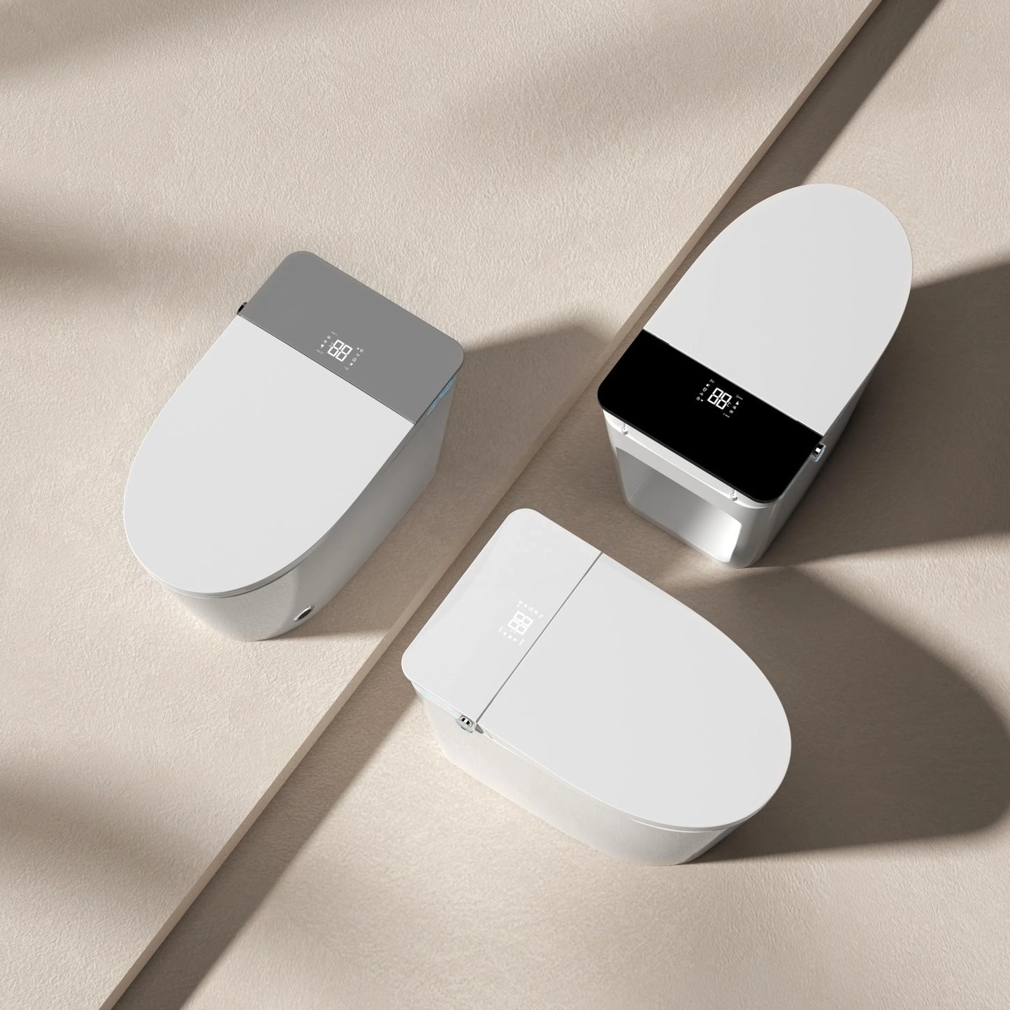 Deluxe Sanitary Ware for Hotel Bathroom Automatic Cover Concealed Tank Remote Control S-trap Dual-Flush Intelligent Smart Toilet