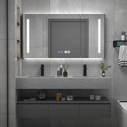 MUBI Modern Illuminated Storage Wall Smart Mirror Vanity Led Mirror Cabinet with Wood Carcase and Smart Motion Sensor