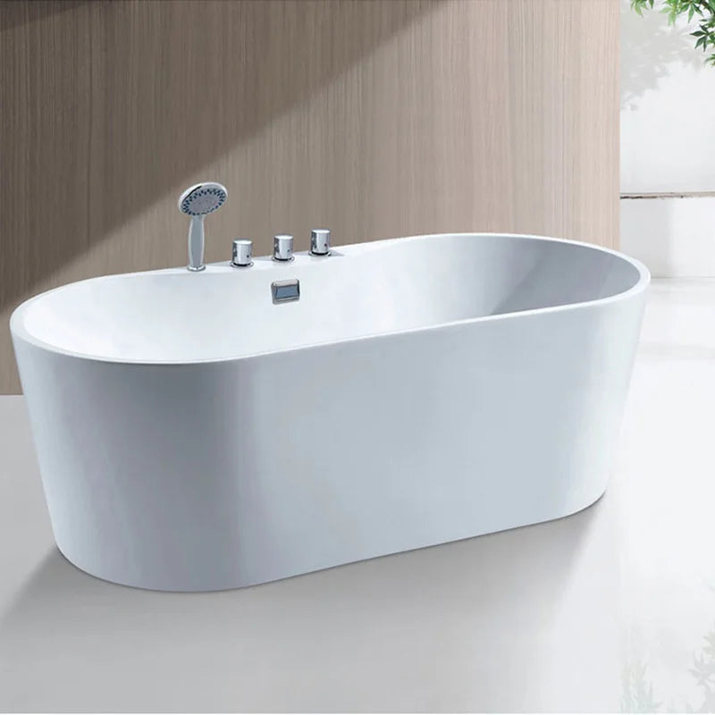 MUBI Fashion White Indoor Freestanding Soaking Bathtub Oval Bathroom Extra Large Bath Tub for Adults