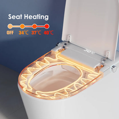 LED Digital One-Piece Smart Toilet with Heated Remote Control Automatic Self-Cleaning, Tankless Intelligent Bidet