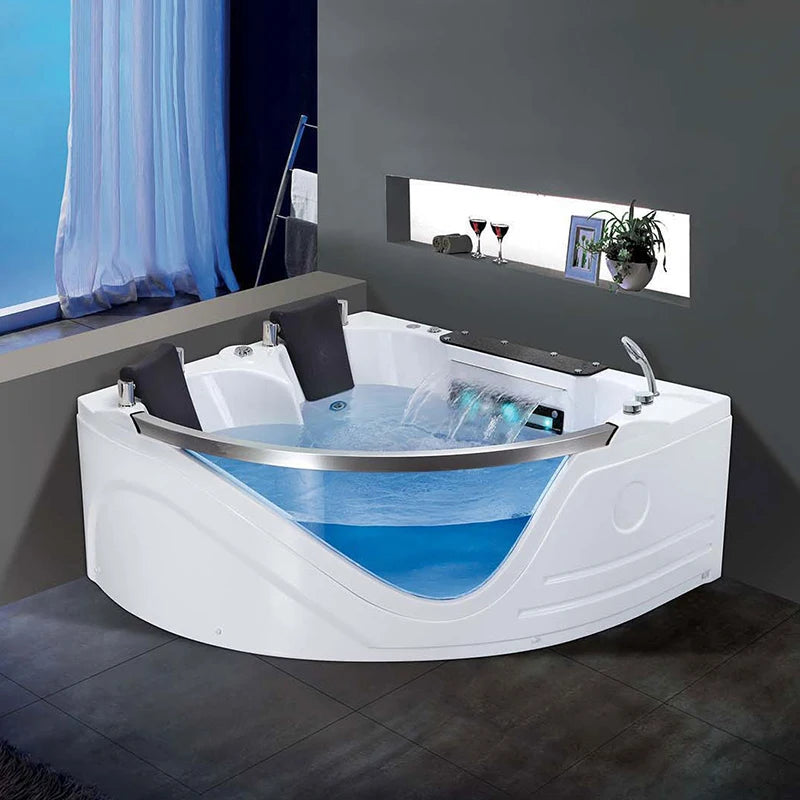 Multifunctional Spa Acrylic Bath Tub 2 People Jaccuzi Glass Whirlpool Massage Corner Bathtub