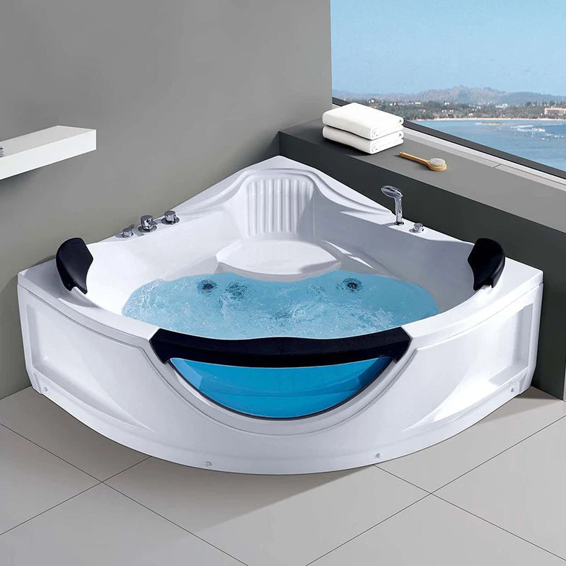 Multifunctional Spa Acrylic Bath Tub 2 People Jaccuzi Glass Whirlpool Massage Corner Bathtub