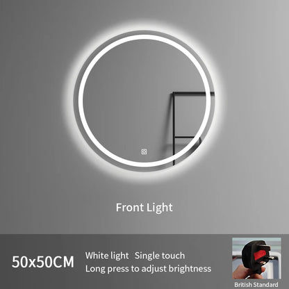 European Standard Modern Illuminated Adjustable LED Bath Round Mirror Hotel Wall-Mounted Smart Mirror