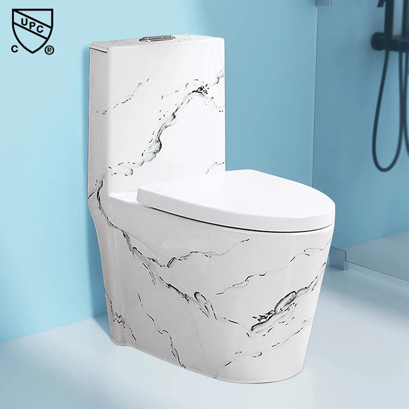 Hotel Marble Colored Water Closet Bathroom Floor Mounted Ceramic WC Toilet With WDI Flush Valve