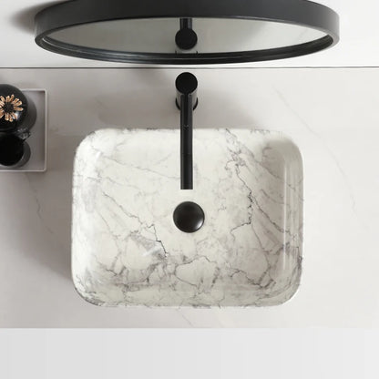 Decoration Small Rectangle Ceramic Bowl Sinks Countertop Marble Sink Wash Basin for Bathroom