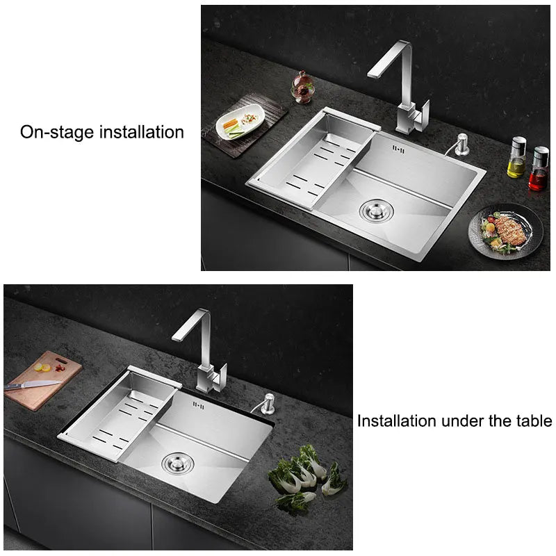 Stainless Steel Nano Wash Basin Single Bowl Undermount Kitchen Handmade Sink Silver-white Polished Modern Design Without Faucet