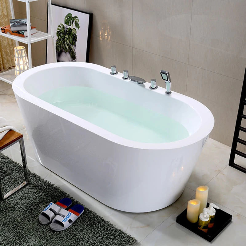 MUBI Fashion White Indoor Freestanding Soaking Bathtub Oval Bathroom Extra Large Bath Tub for Adults