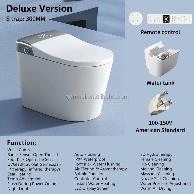 MUBI High-Tech Modern Bathroom Sanitary Ware Designs Foot Sensation Flushing Intelligent Ceramic One Piece Smart Toilet