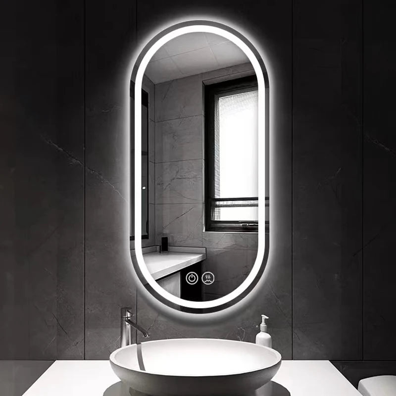 Modern Oval Intelligent Bathroom Anti Fog Wall Mounted Led Backlit or Front Light Vanity Smart Mirror with Light