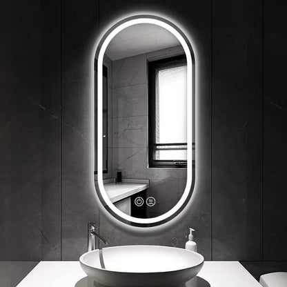 Modern Oval Intelligent Bathroom Anti Fog Wall Mounted Led Backlit or Front Light Vanity Smart Mirror with Light