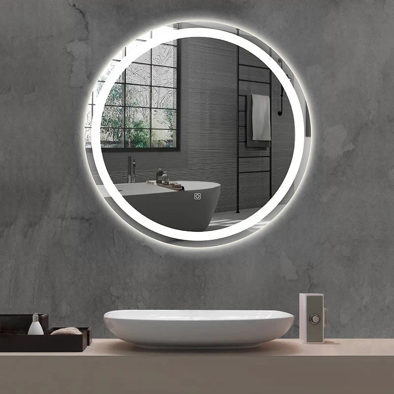 60cm Modern Illuminated Bathroom Mirror with Adjustable Color Temperature LED Light Smart Mirror Moisture Proof Wall Mounted