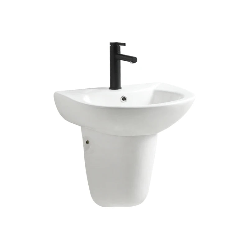 Bathroom Wall Hang Hand Wash Basin Sink White Ceramic Two Piece Half Pedestal Basin