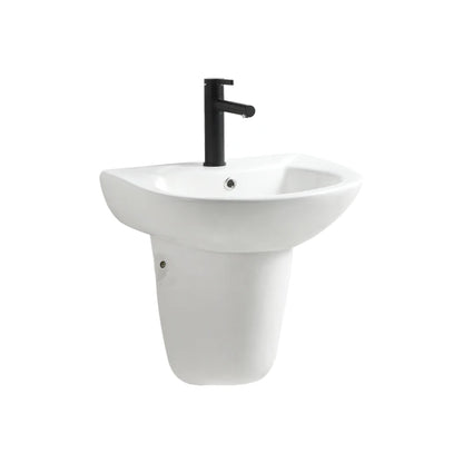 Bathroom Wall Hang Hand Wash Basin Sink White Ceramic Two Piece Half Pedestal Basin