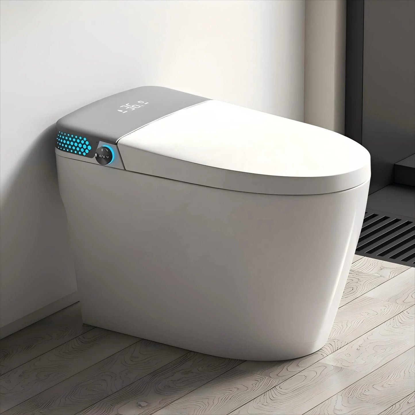 High Quality Automatic Ceramic Elongated Smart Toilet Remote Control Heated Seat Air-Drying Features S-trap Floor Mounted