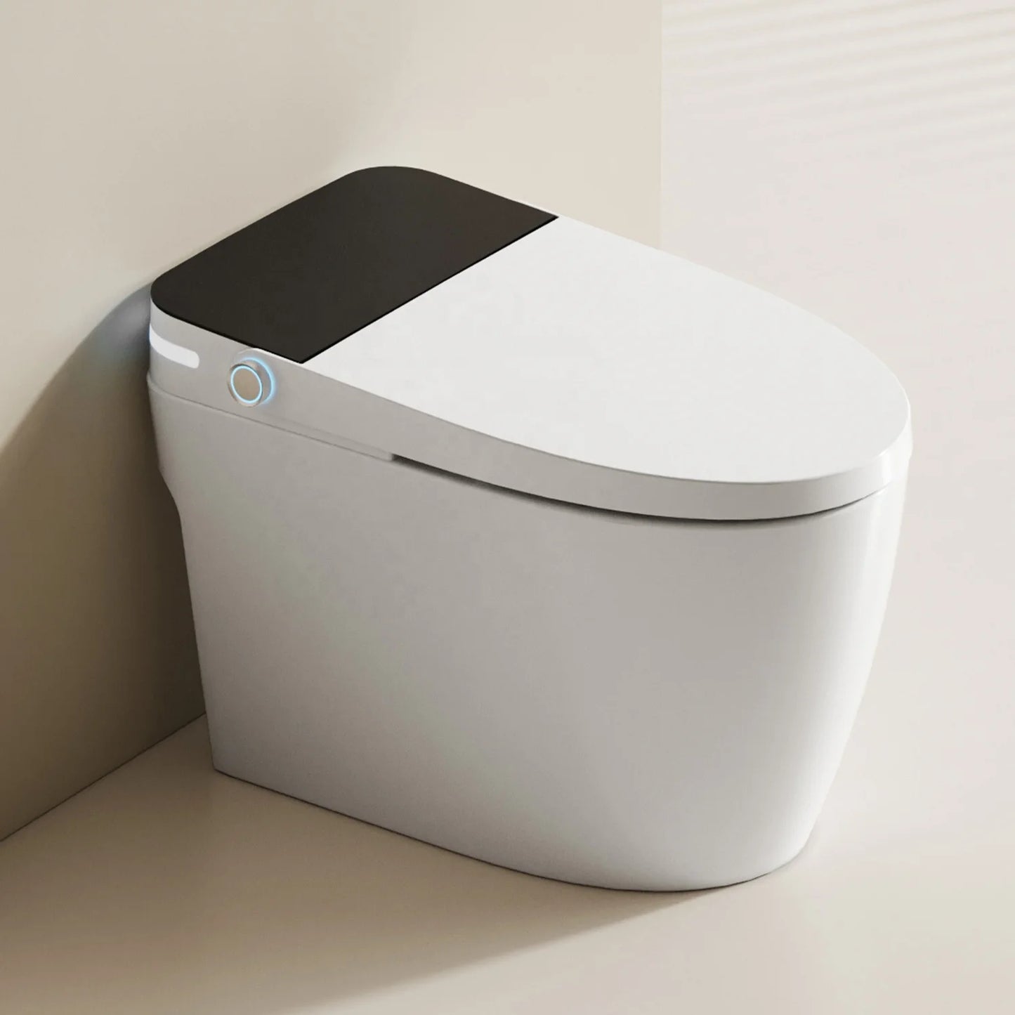 Simple Version Floor Mounted Smart Toilet with Bidet, S-Trap Drainage and Seat Heating