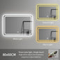 80*60 Rectangle Led Spiegel Illuminated Frameless Smart Adjustable Color Temperature Moisture Proof Bathroom Hotel Use Mirror
