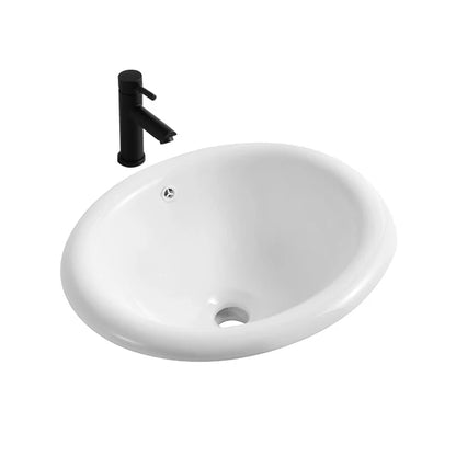 High Quality MUBI Modern Counter Top Oval Semi Recessed Easy Clean Ceramic Bathroom Vanity Sink with 2-Year Warranty