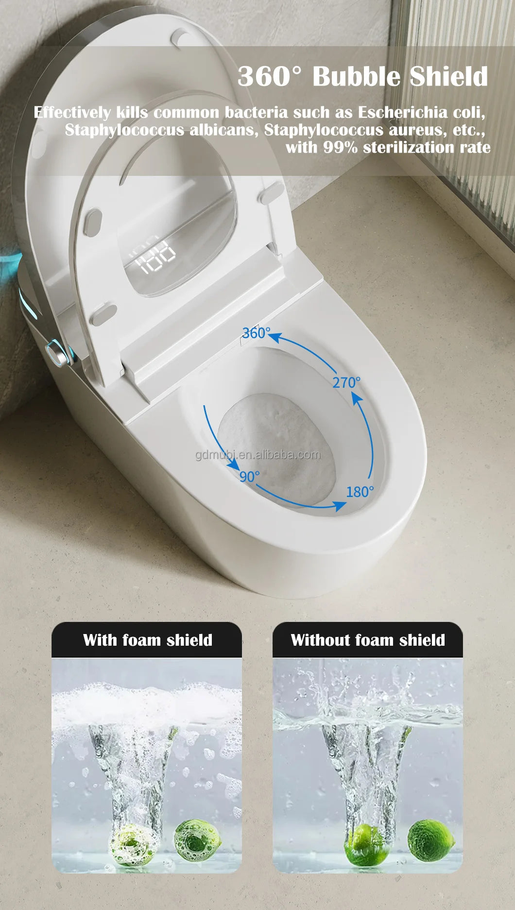 Electric Ceramic Elongated Bidet Smart Toilet with Remote Control Heated Seat Automatic Operation Floor Mounted Modern Design