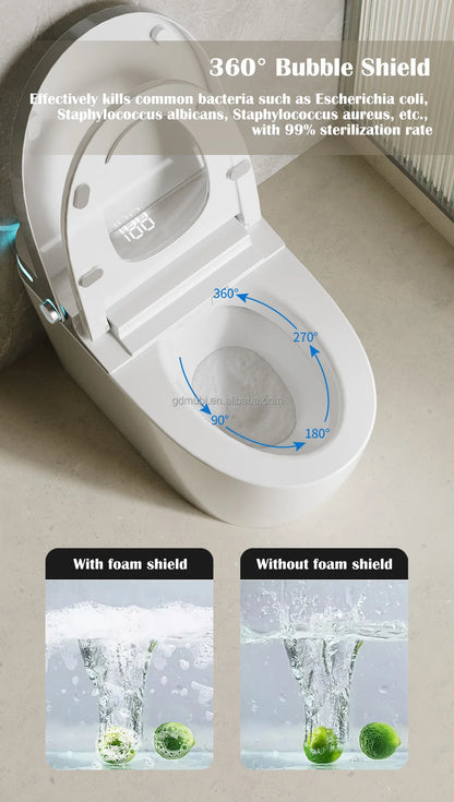 Electric Ceramic Elongated Bidet Smart Toilet with Remote Control Heated Seat Automatic Operation Floor Mounted Modern Design