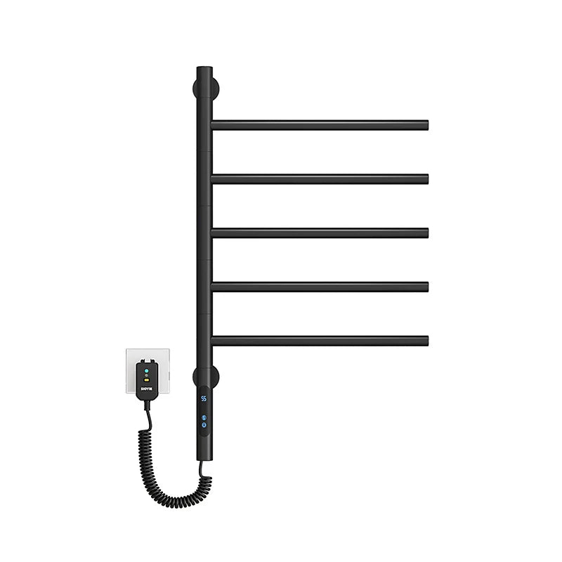 New Design Wall Rotating Towel Rack Heated Drying Bathroom Stainless Steel Grey Electric Towel Rack 5 Bars
