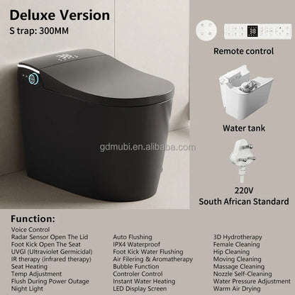 New Design Warm Heating Ceramic Automatic WC Electronic Control Intelligent Toilet Black Smart Toilet