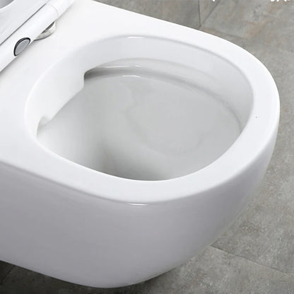 Wall Hung Toilet with P-Trap Ceramic Rimless Bowl Dual-Flush Slow Closing Bidet Concealed Tank Gravity Flushing