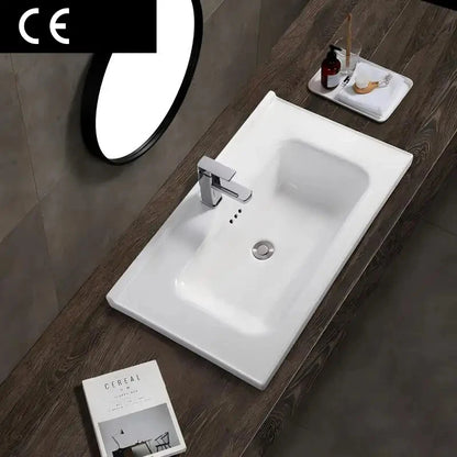 Modern White Rectangular Ceramic Porcelain Vanity Sink Cabinet Basin for Bathroom Washroom Hotel Above Counter Installation