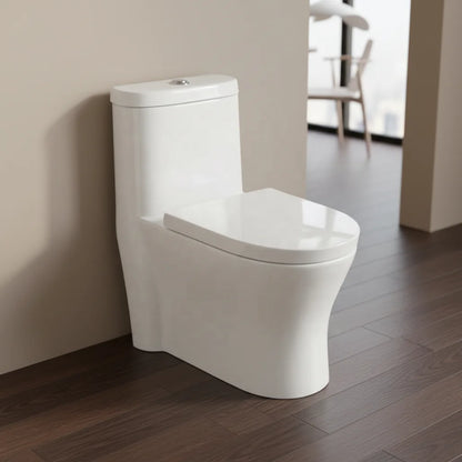 Modern One Piece Elongated Dual-Flush S-Trap Soft Close White Sanitary Ware Ceramic Toilet