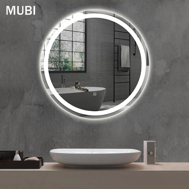 European Standard Modern Illuminated Adjustable LED Bath Round Mirror Hotel Wall-Mounted Smart Mirror
