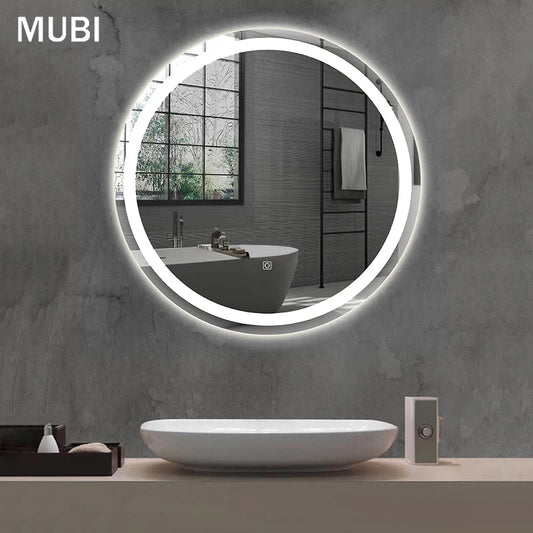 European Standard Modern Illuminated Adjustable LED Bath Round Mirror Hotel Wall-Mounted Smart Mirror