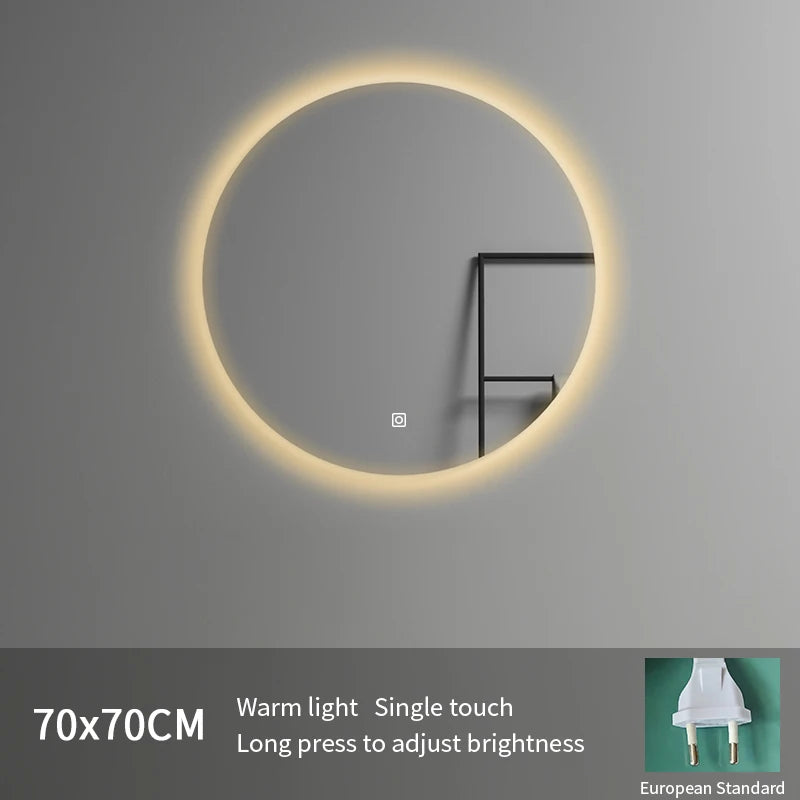 American Standard 700mm Frameless Round Bathroom LED Wall Mounted Smart Mirror Illuminated for Hotels