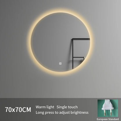 American Standard 700mm Frameless Round Bathroom LED Wall Mounted Smart Mirror Illuminated for Hotels