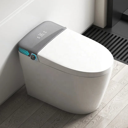 High Quality Automatic Ceramic Elongated Smart Toilet Remote Control Heated Seat Air-Drying Features S-trap Floor Mounted