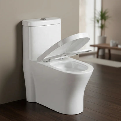Modern One Piece Elongated Dual-Flush S-Trap Soft Close White Sanitary Ware Ceramic Toilet