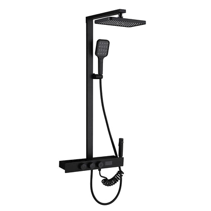 MUBI Luxury Bathroom Stainless Steel Rain Shower Set Wall Mounted Black Thermostatic Smart Digital Dual Handle Slide Bar Shower