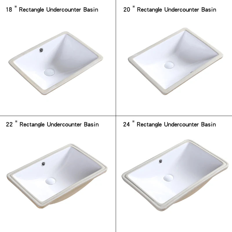 Customized Rectangular Under Counter Bathroom Cabinet Vanity Basin Ceramic Undermount Wash Basin Sink