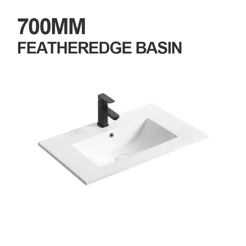 Modern 750mm White Ceramic Vanity Basin Thin Edge Rectangular Bathroom Sink for Hotels Washrooms Apartments with 3-Year Warranty