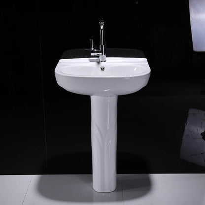 Cheap Price Modern Small Size Back to Wall Free Stand Ceramic Full Pedestal Round Basin Bathroom Sink