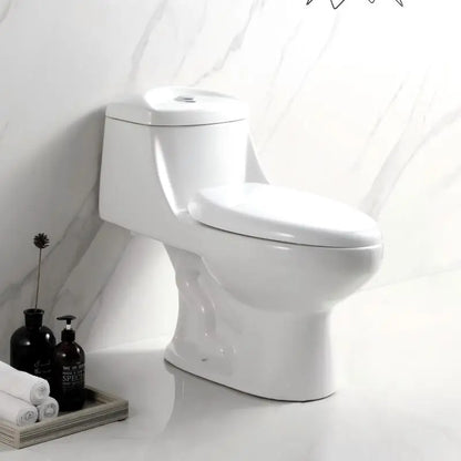 Cheap White Modern Dual-Flush S-Trap One Piece Ceramic Toilet Bowl with Soft Close Toilet Seat