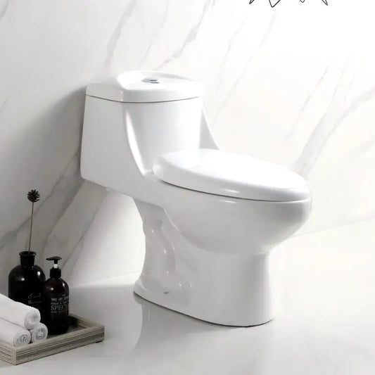 Cheap White Modern Dual-Flush S-Trap One Piece Ceramic Toilet Bowl with Soft Close Toilet Seat