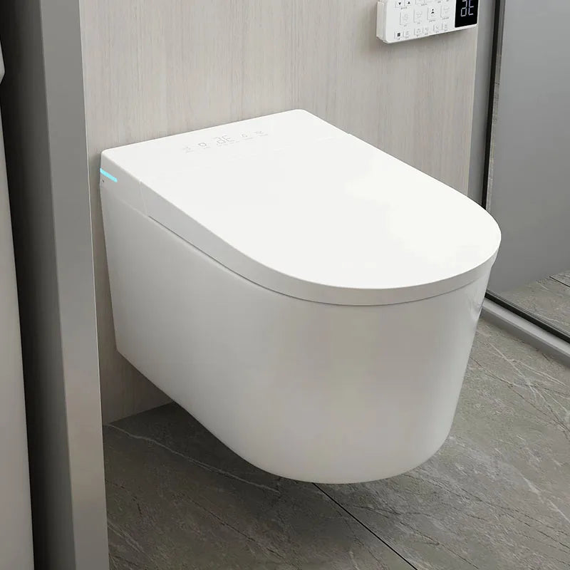 P Trap Concealed Cistern Back Wall WC Toilet Set Tankless Intelligent Wall-Mounted Smart Toilet Remote Control Heated Seat