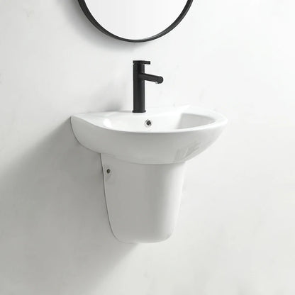 Bathroom Wall Hang Hand Wash Basin Sink White Ceramic Two Piece Half Pedestal Basin