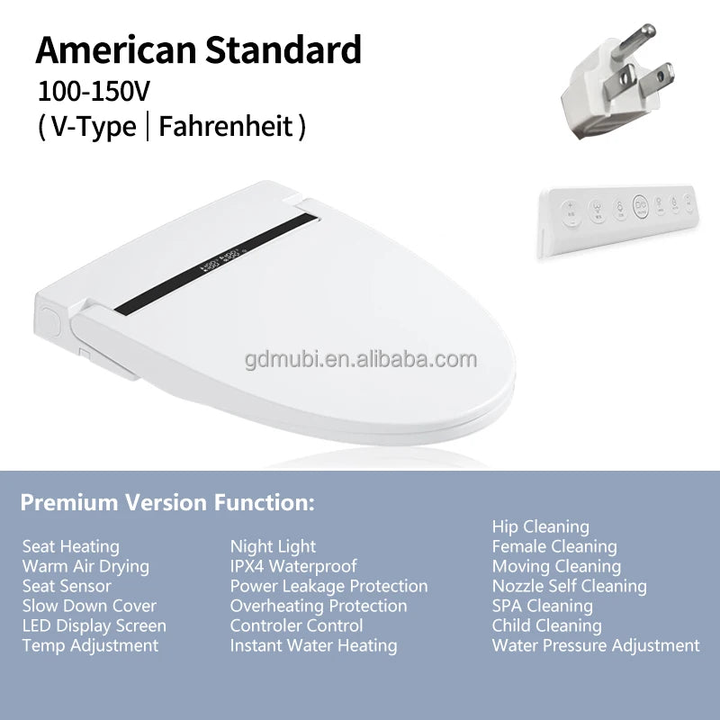 Premium Version V Shape Ultra Slim Smart Toilet Cover Auto Washing Cover Electric Lid Intelligent Heated Bidet Toilet Seat
