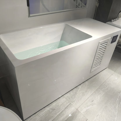 All in One Freestanding White Acrylic Cold Plunge Tub Home Wellness Cold Water Therapy Immersion Spa Tub for Body Recovery