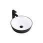 Square Bathroom Black Ceramic Round Countertop Wash Basin Bowl White Table Top Lavatory Sink